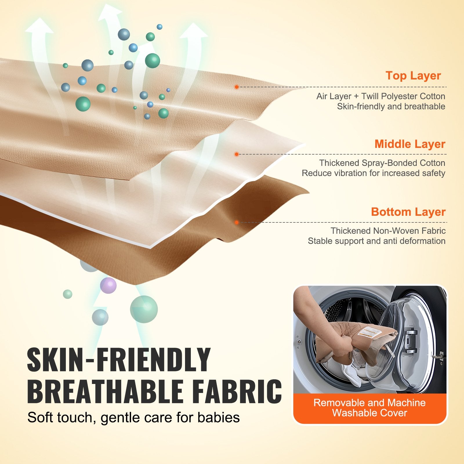 Baby Bouncer, Folding Bouncer Seat For Babies 0-9 Months, Newborn Bouncer Chair With 2 Reclining Angles & 3-Point Harness, Portable Infant Rocker With Carrying Bag For Indoors Outdoors, Camel